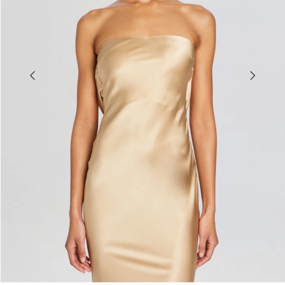 Retrofete Strapless Silk ‘Keaton’ Dress